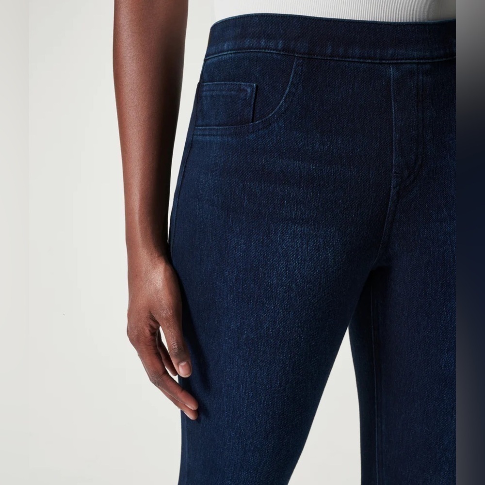 SPANX Jean-Ish Ankle Leggings Dark Blue Size Medium Shapewear Highrise Pockets - Picture 4 of 15